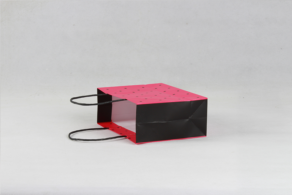 時尚紅底黑點禮品銅版紙袋